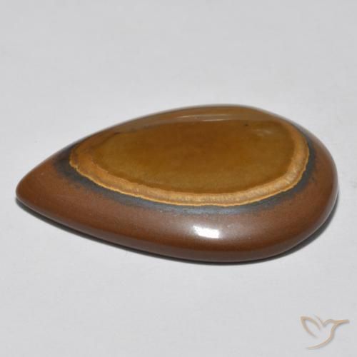 Occhio di tigre Cedar Brown naturale da 34.80 ct, Forma a pera, Opaco