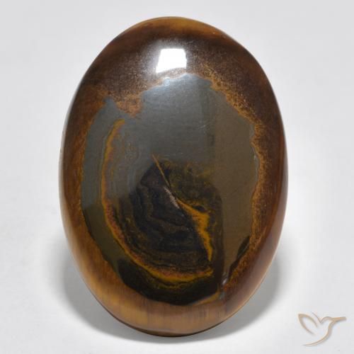 24.04ct Naturale Marrone medio-scuro Occhio di tigre, Ovale, Opaco