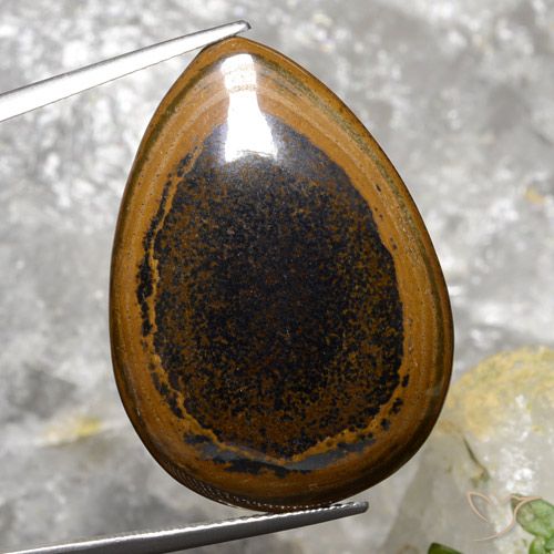 35.89ct Naturale marrone pecan Occhio di tigre, Forma a pera, Opaco
