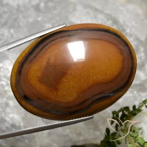 Tiger's eye naturale marrone da 92,65 ct, taglio ovale, opaco