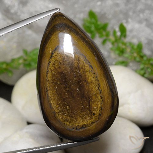59.01ct Naturale Marrone ruggine Occhio di tigre, Forma a pera, Opaco
