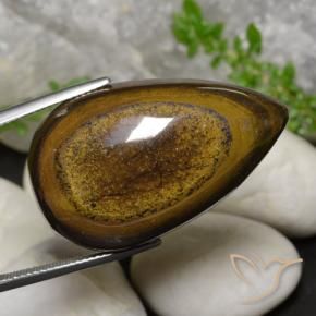 Occhio di tigre Marrone ruggine naturale da 59.01 ct, Forma a pera, Opaco
