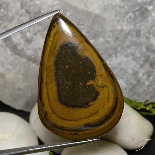 52.90ct Naturale Marrone medio-scuro Occhio di tigre, Forma a pera, Opaco