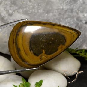 Occhio di tigre Marrone medio-scuro naturale da 52.90 ct, Forma a pera, Opaco