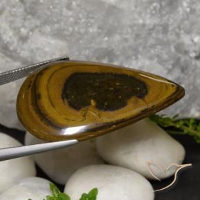 Occhio di tigre Marrone medio-scuro naturale da 52.90 ct, Forma a pera, Opaco