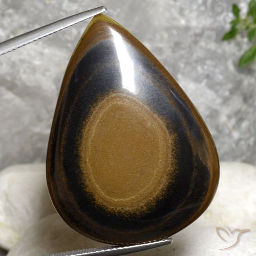 45.66ct Naturale Marrone ruggine Occhio di tigre, Forma a pera, Opaco