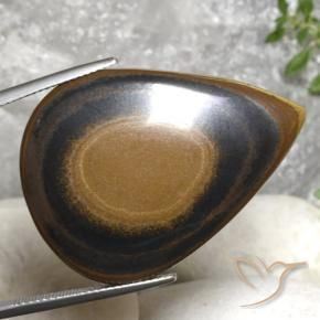 Occhio di tigre Marrone ruggine naturale da 45.66 ct, Forma a pera, Opaco