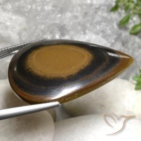 Occhio di tigre Marrone ruggine naturale da 45.66 ct, Forma a pera, Opaco