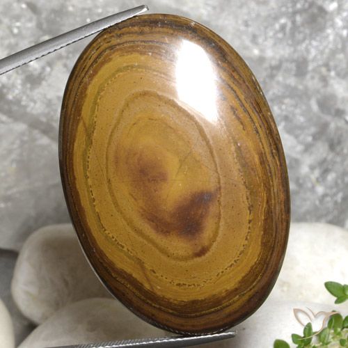 79.99ct Naturale Marrone medio-scuro Occhio di tigre, Ovale, Opaco