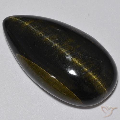 Occhio di tigre Oro Marrone naturale da 19.70 ct, Forma a pera, Opaco