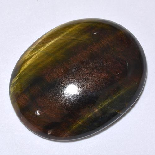 Tiger's eye naturale multicolore da 24,66 ct, taglio ovale, opaco