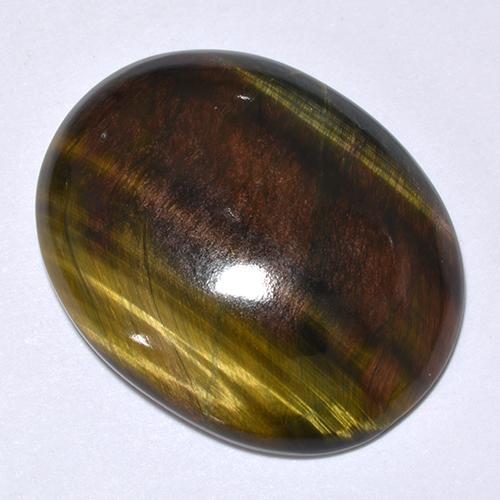 Tiger's eye naturale multicolore da 24,66 ct, taglio ovale, opaco