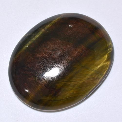 Tiger's eye naturale multicolore da 24,66 ct, taglio ovale, opaco