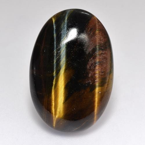 Tiger's eye naturale multicolore da 18,46 ct, taglio ovale, opaco