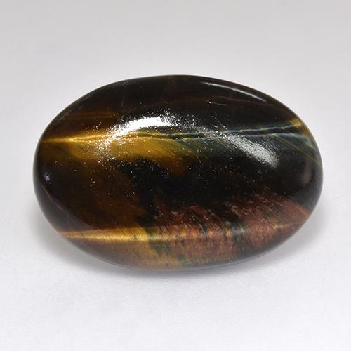 Tiger's eye naturale multicolore da 18,46 ct, taglio ovale, opaco
