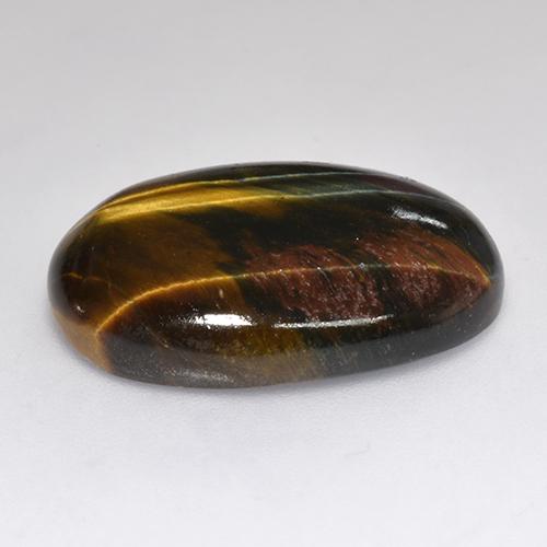 Tiger's eye naturale multicolore da 18,46 ct, taglio ovale, opaco