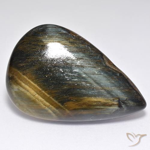 30.81ct Naturale Oro Marrone Occhio di tigre, Forma a pera, Opaco