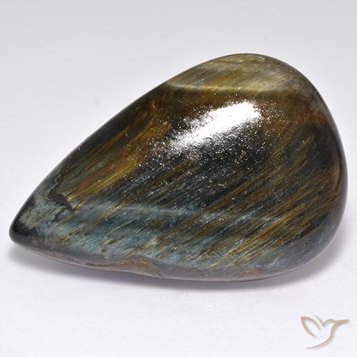 Occhio di tigre Oro Marrone naturale da 30.81 ct, Forma a pera, Opaco