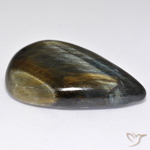 Occhio di tigre Oro Marrone naturale da 30.81 ct, Forma a pera, Opaco