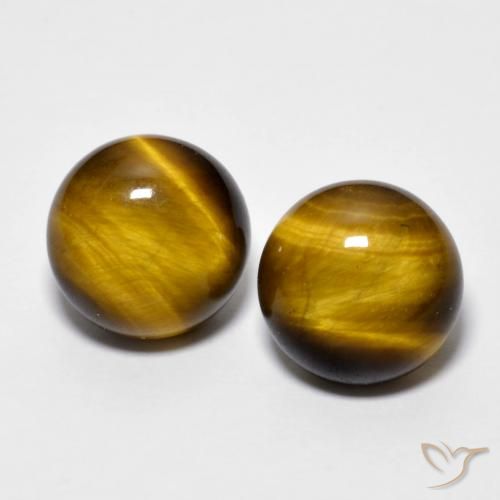7.78ctw Naturale Marrone dorato Occhio di tigre, Rotondo, Opaco