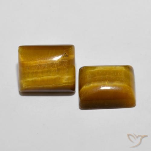 Gemme di Occhio di tigre Marrone giallastro naturale da 12.38 ct, Taglio a baguette, Opaco