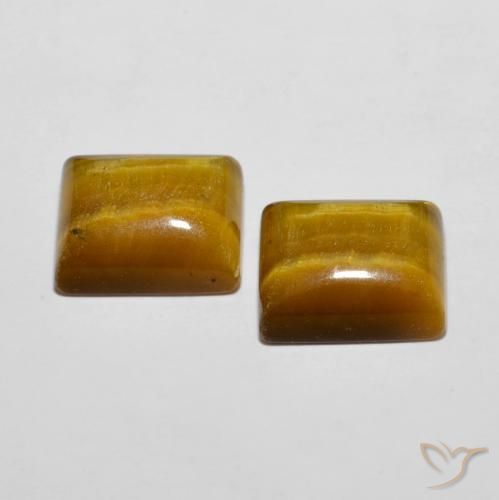 Gemme di Occhio di tigre Marrone giallastro naturale da 12.38 ct, Taglio a baguette, Opaco