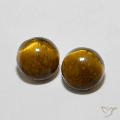 3.89ctw Naturale Marrone dorato Occhio di tigre, Rotondo, Opaco