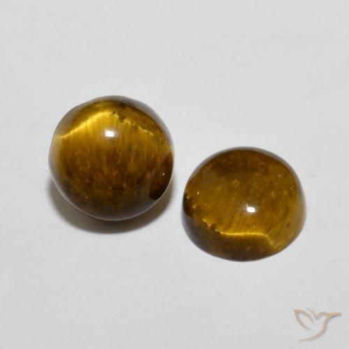 Gemme di Occhio di tigre Marrone dorato naturale da 3.89 ct, Rotondo, Opaco