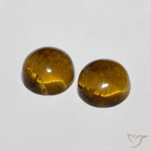 Gemme di Occhio di tigre Marrone dorato naturale da 3.89 ct, Rotondo, Opaco