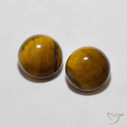 3.99ctw Naturale Marrone giallastro Occhio di tigre, Rotondo, Opaco