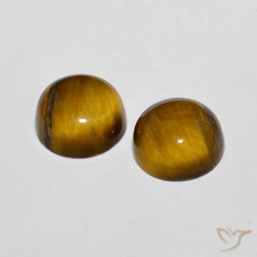 Gemme di Occhio di tigre Marrone giallastro naturale da 3.99 ct, Rotondo, Opaco