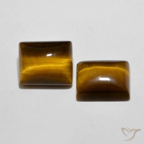 Gemme di Occhio di tigre Marrone giallastro naturale da 12.36 ct, Taglio a baguette, Opaco