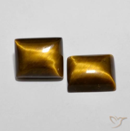 Gemme di Occhio di tigre Marrone giallastro naturale da 12.57 ct, Taglio a baguette, Opaco