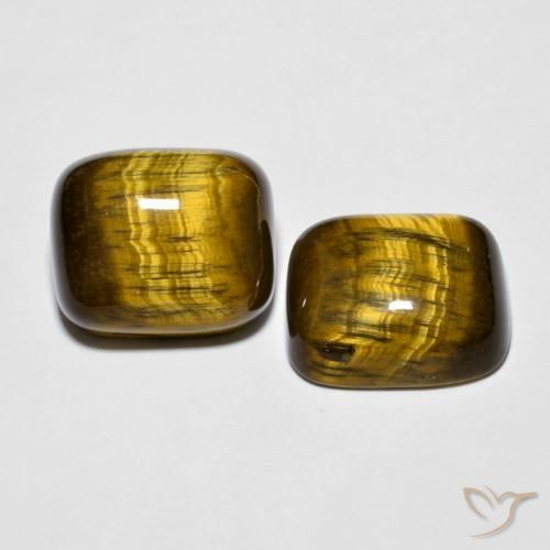Gemme di Occhio di tigre Marrone dorato naturale da 17.61 ct, Cuscino, Opaco