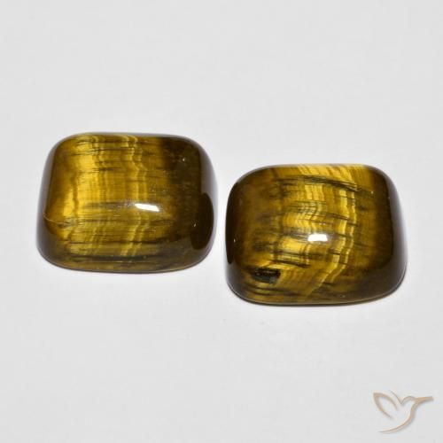 Gemme di Occhio di tigre Marrone dorato naturale da 17.61 ct, Cuscino, Opaco