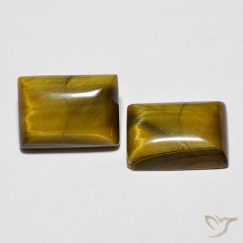 Gemme di Occhio di tigre Marrone dorato naturale da 15.17 ct, Taglio a baguette, Opaco