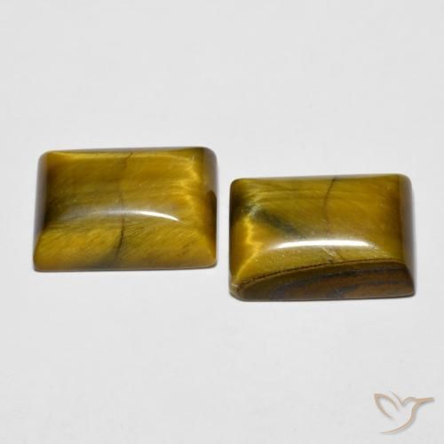 Gemme di Occhio di tigre Marrone dorato naturale da 15.17 ct, Taglio a baguette, Opaco