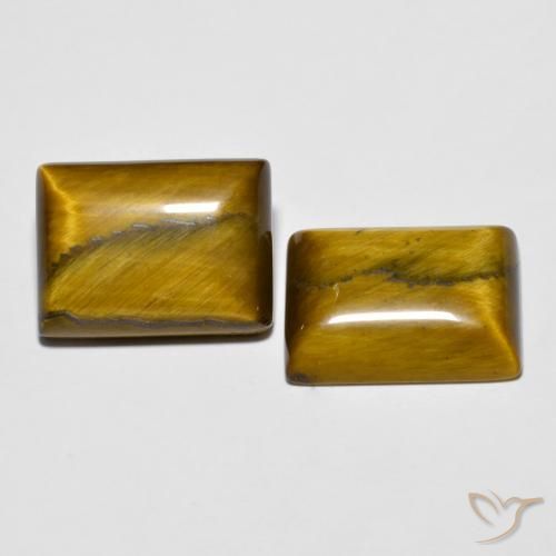 Gemme di Occhio di tigre Marrone dorato naturale da 19.57 ct, Taglio a baguette, Opaco
