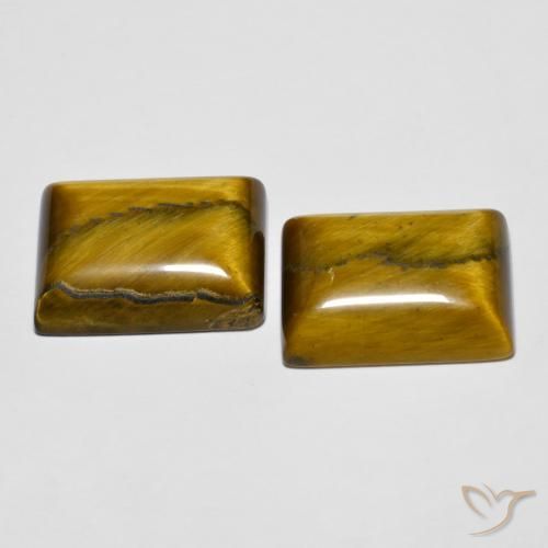 Gemme di Occhio di tigre Marrone dorato naturale da 19.57 ct, Taglio a baguette, Opaco