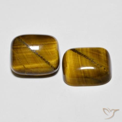 Gemme di Occhio di tigre Marrone giallastro naturale da 18.10 ct, Cuscino, Opaco
