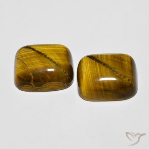 Gemme di Occhio di tigre Marrone giallastro naturale da 18.10 ct, Cuscino, Opaco