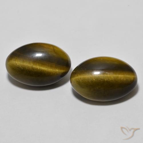 7.71ctw Naturale Marrone medio Occhio di tigre, Ovale, Opaco