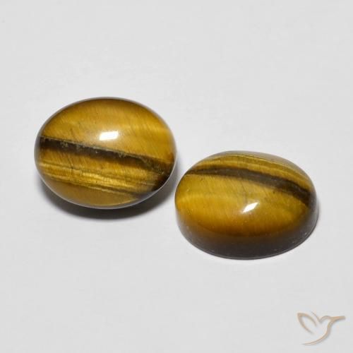 Gemme di Occhio di tigre Marrone giallastro naturale da 6.15 ct, Ovale, Opaco