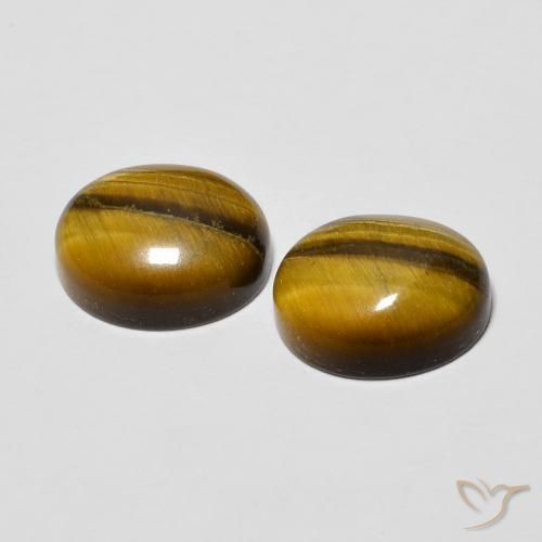 Gemme di Occhio di tigre Marrone giallastro naturale da 6.15 ct, Ovale, Opaco