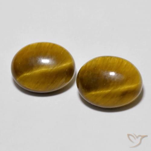 5.85ctw Naturale Marrone giallastro Occhio di tigre, Ovale, Opaco