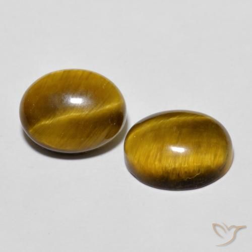 Gemme di Occhio di tigre Marrone giallastro naturale da 5.85 ct, Ovale, Opaco