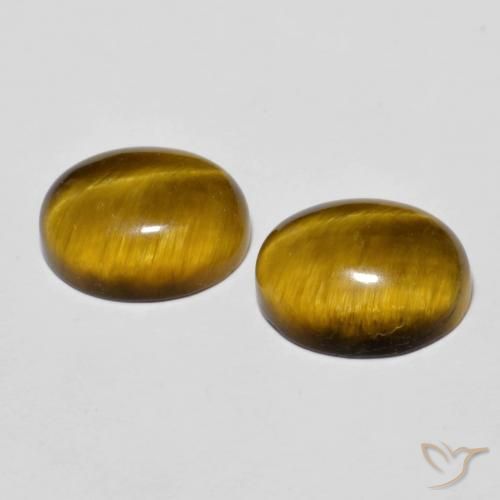 Gemme di Occhio di tigre Marrone giallastro naturale da 5.85 ct, Ovale, Opaco