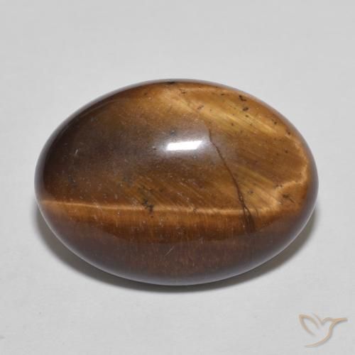 9.50ct Naturale Caramello Marrone Occhio di tigre, Ovale, Opaco