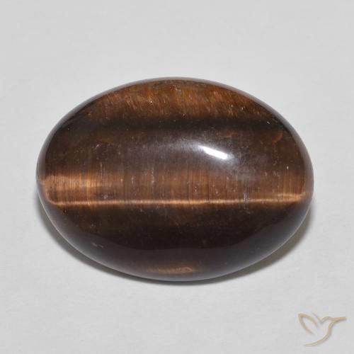 8.77ct Naturale Hickory Brown Occhio di tigre, Ovale, Opaco