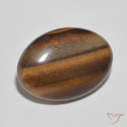 9.56ct Naturale Marrone Cannella Intenso Occhio di tigre, Ovale, Opaco, Photo A